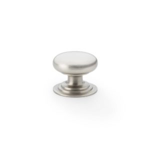 Alexander And Wilks 38mm Rnd Cup Knob Integral Stepped Rose Satin Nickel AW825-38-SN