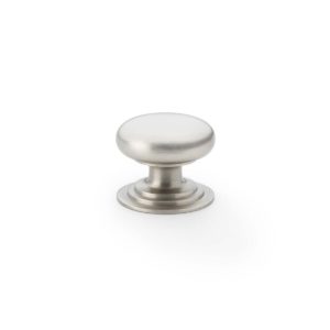 Alexander And Wilks 25mm Rnd Cup Knob Integral Stepped Rose Satin Nickel AW825-25-SN