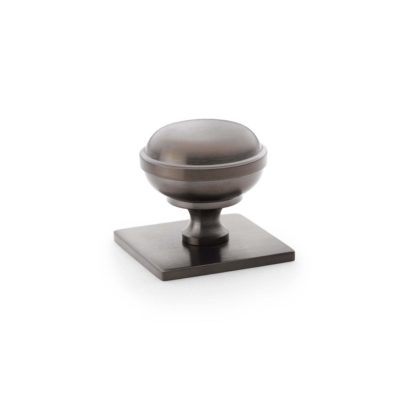 Alexander And Wilks Quantock Cupboard Knob On Square Plate AW826-34-DBZPVD Dark Bronze Pvd