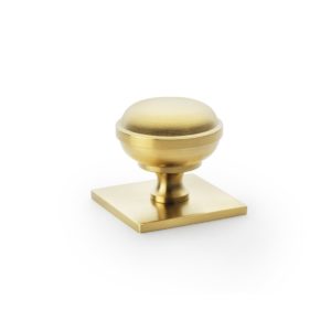 Alexander And Wilks Quantock Cupboard Knob 38mm Square Backplate Satin Brass AW826-38-SBPVD