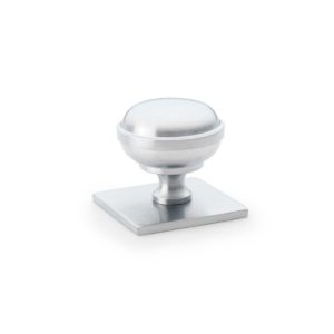 Alexander And Wilks Quantock Cupboard Knob 38mm On Square Backplate Sat.Chrome AW826-38-SC