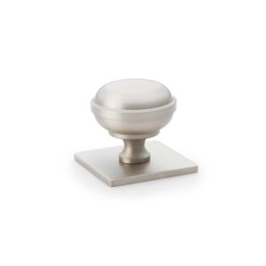 Alexander And Wilks Quantock Cupboard Knob On Square Plate AW826-34-SN Satin Nickel