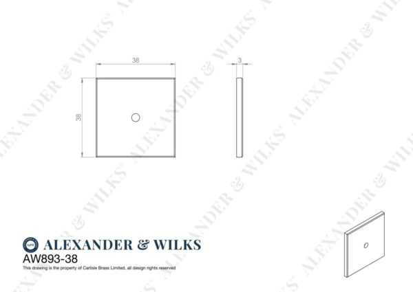 Alexander And Wilks Quantock Square Backplate AW893-38-BL