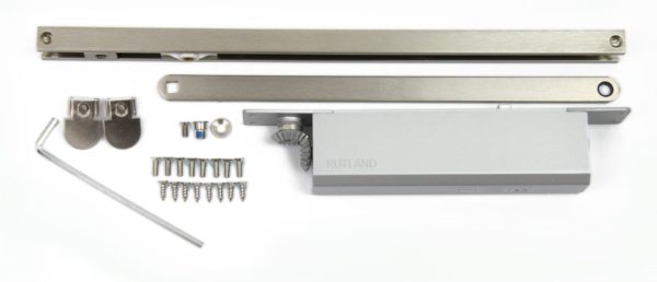 Rutland TS.11204 Door Closer EN 2-4 Concealed Cam Action Door Closer c/w Micro Rail & Connector Bar Silver
