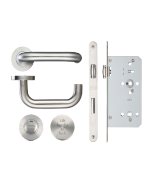 Zoo Hardware Lift To lock Kit Complete with Door Handle Set and Din Lock 60mm-Radius ZCS030LLSS-ZDL7260RLLSS