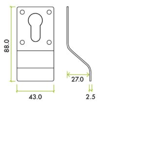 Zoo Hardware ZAS16-PCW Cylinder Latch Pull - Euro Profile - 88mm x 43mm - PCW
