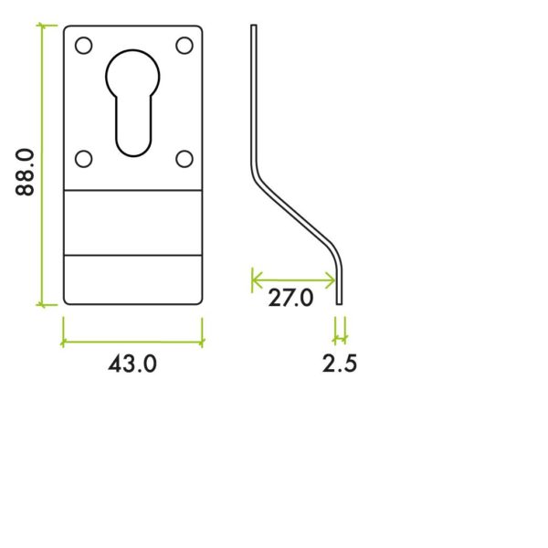 Zoo Hardware ZAS16-PCW Cylinder Latch Pull - Euro Profile - 88mm x 43mm - PCW