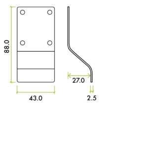 Zoo Hardware ZAS19-ETB Cylinder Latch Pull - Blank Profile - 88mm x 43mm - ETB
