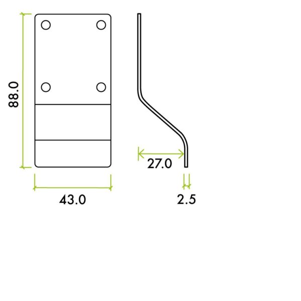 Zoo Hardware ZAS19-PCW Cylinder Latch Pull - Blank Profile - 88mm x 43mm - PCW