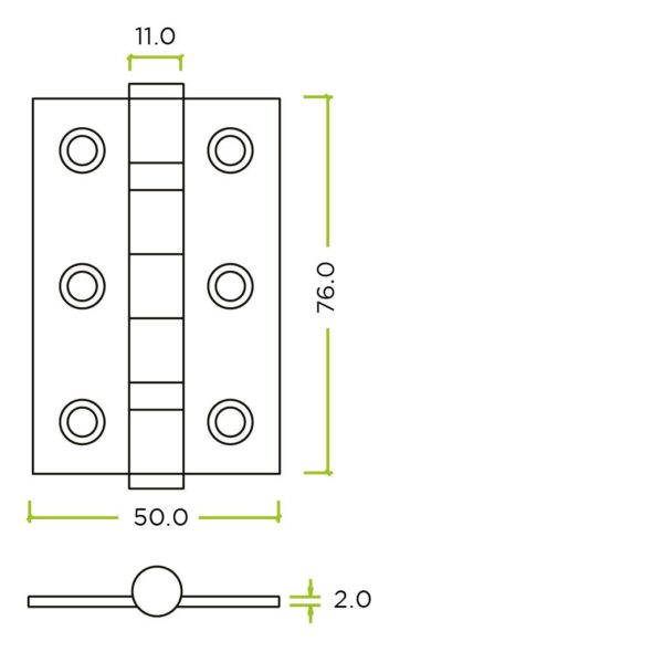 Zoo Hardware Door Hinges Stainless Steel Ball Bearing Grade 7 Certifire UKCA/CE 76mm PVD Satin Brass