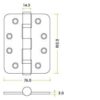Zoo Hardware ZHSS243R-PVDSB Grade 13 Hinges - Ball Bearing 102mm x 76mm x 3mm Radius Corner - PVD Satin Brass
