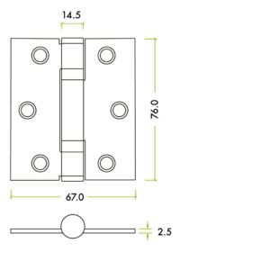 Zoo Hardware ZHSS7667S-PVDBZ Grade 11 Hinges - Ball Bearing 76mm x 67mm x 2.5mm Square Corner - PVD Bronze
