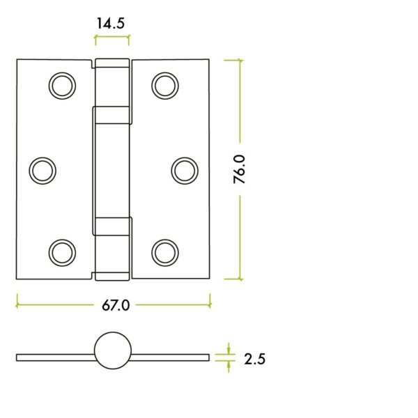 Zoo Hardware ZHSS7667S-PVDBZ Grade 11 Hinges - Ball Bearing 76mm x 67mm x 2.5mm Square Corner - PVD Bronze