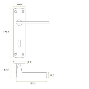 Zoo Hardware ZPA011-MB Leon Door Handle on Lock Backplate Black
