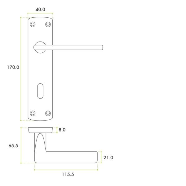 Zoo Hardware ZPA011-MB Leon Door Handle on Lock Backplate Black