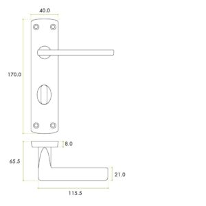 Zoo Hardware ZPA013-SC Leon Door Handle on Bathroom Backplate Satin Chrome
