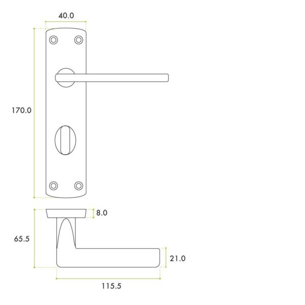 Zoo Hardware ZPA013-SC Leon Door Handle on Bathroom Backplate Satin Chrome