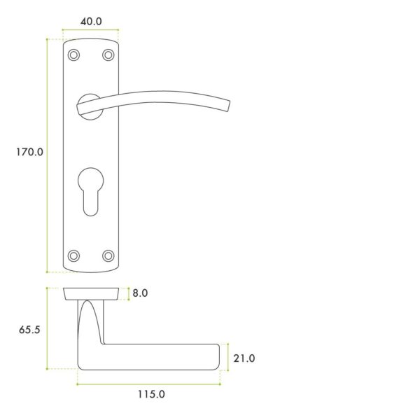 Zoo Hardware ZPA031EP-SC Toledo Door Handle on Euro Backplate Satin Chrome