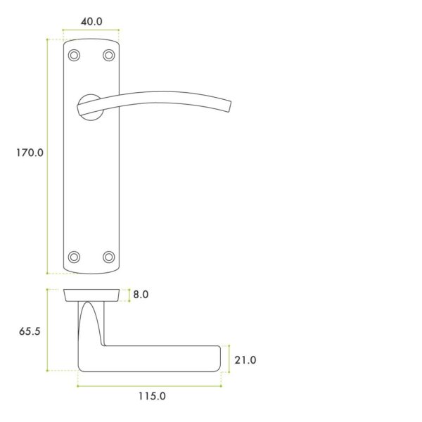 Zoo Hardware ZPA032-SC Toledo Door Handle on Latch Backplate Satin Chrome