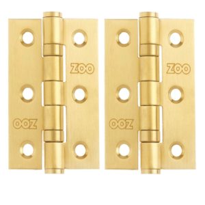 Zoo Hardware ZHSS232-FSB Hinges - Ball Bearing 76mm x 50mm x 2mm Square Corner - Favo Satin Brass