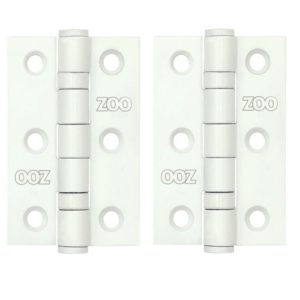 Zoo Hardware ZHSS232-PCW Hinges - Ball Bearing 76mm x 50mm x 2mm Square Corner - Powder Coated White