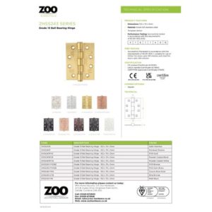 Zoo Hardware ZHSS243-ETB Grade 13 Hinges - Ball Bearing 102mm x 76mm x 3mm Square Corner - PVD Etna Bronze-E Coated Coffee
