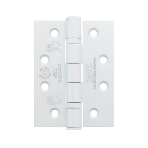 Zoo Hardware ZHSS243 Grade 13 Ball Bearing Hinge Stainless Steel - Grade 201 - 102 x 76 x 3mm Powder coat White