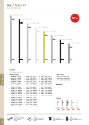 Zoo Hardware TDFPT-96-156BG T Bar Cabinet handle 96mm CTC, 156mm Total length Brushed Gold Finish