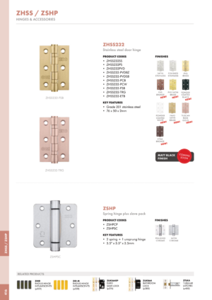 Zoo Hardware Door Hinges Stainless Steel Ball Bearing Grade 7 Certifire UKCA/CE 76mm Tuscan Rose Gold
