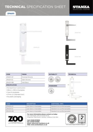 Zoo Hardware ZPA011-MB Leon Door Handle on Lock Backplate Black
