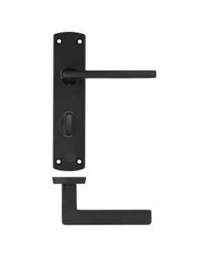 Zoo Hardware ZPA013-MB Leon Door Handle on Bathroom Backplate Black
