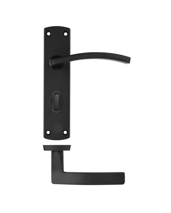 Zoo Hardware ZPA033-MB Toledo Door Handle on Bathroom Backplate Black