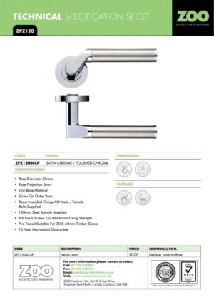 Zoo Hardware ZPZ120-FSB Venus Door Handle on round rose Pvd Satin Brass
