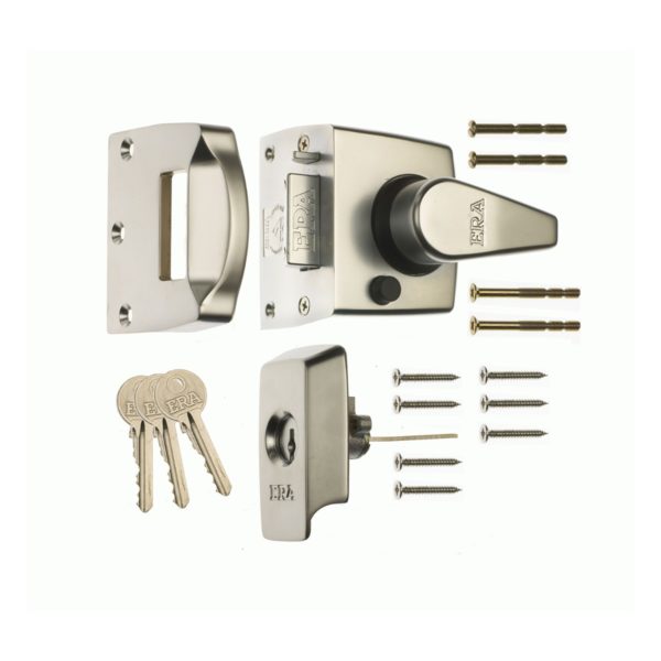 Era 1730-40-1 British Standard Keyless Egress Nightlatch Door Lock 60mm Satin Nickel