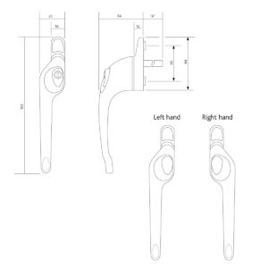 ERA Maxim Offset Locking Window Handle Left Hand 40mm Spindle Polished Chrome