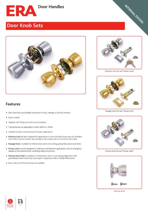 Era 168-31 Privacy Door Lockset Polished Brass