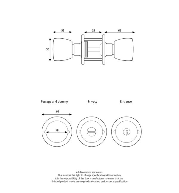 Era 168-31 Privacy Door Lockset Polished Brass