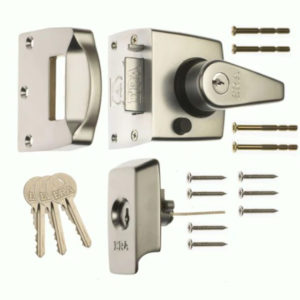 Era British Standard Double Locking High Security Nightlatch Door Lock 40mm Backset 1830 Satin Nickel