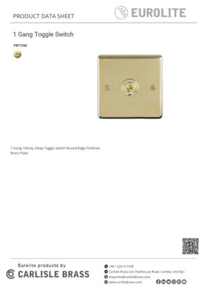 Eurolite Stainless steel 1 Gang Toggle Switch - Polished Brass