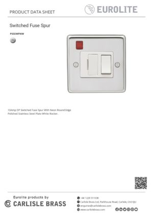 Eurolite Stainless steel Switched Fuse Spur - Polished Stainless Steel