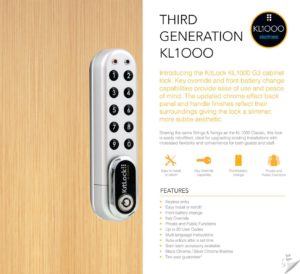 CODELOCKS KL1000 G3 Electronic Kitlock Cabinet Lock Black Chrome Right Hand