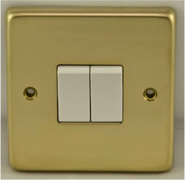 Eurolite Stainless steel 2 Gang Switch - Polished Brass