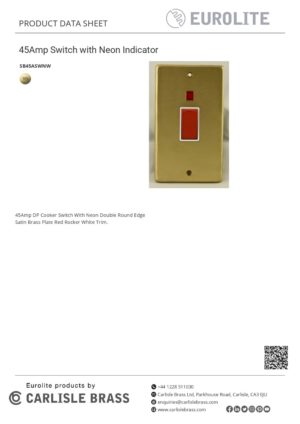 Eurolite Stainless steel 45Amp Switch With Neon Indicator - Satin Brass