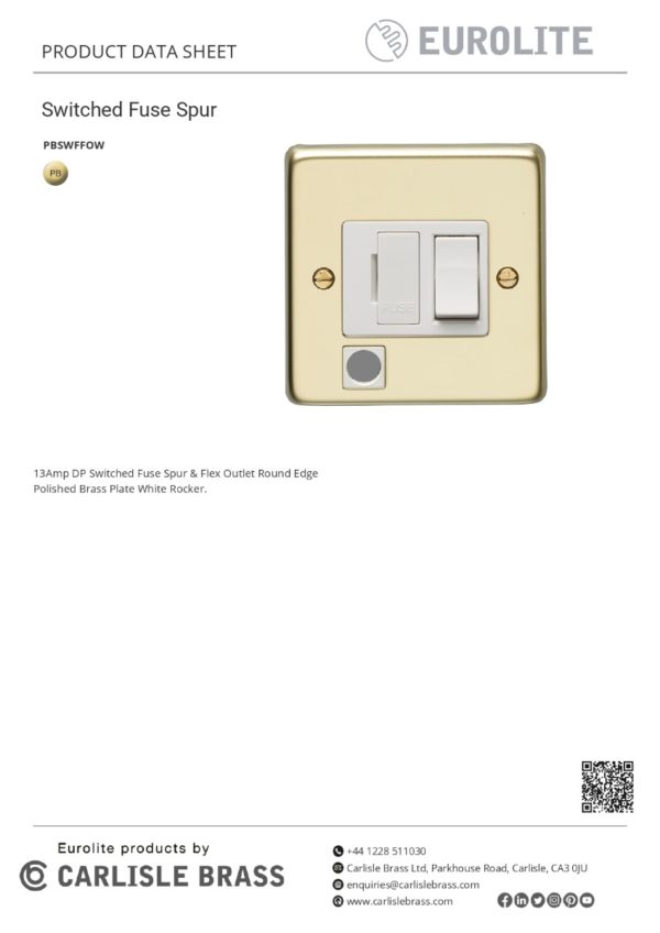 Eurolite Stainless steel Switched Fuse Spur - Polished Brass