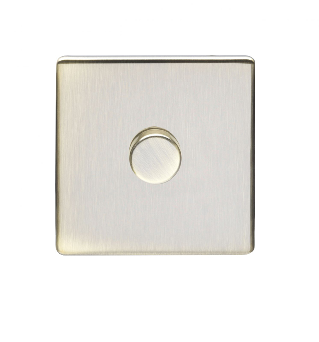 Eurolite Ab1Dled 1 Gang Led Push On Off 2Way Dimmer Flat Concealed Antique Plate Matching Knob