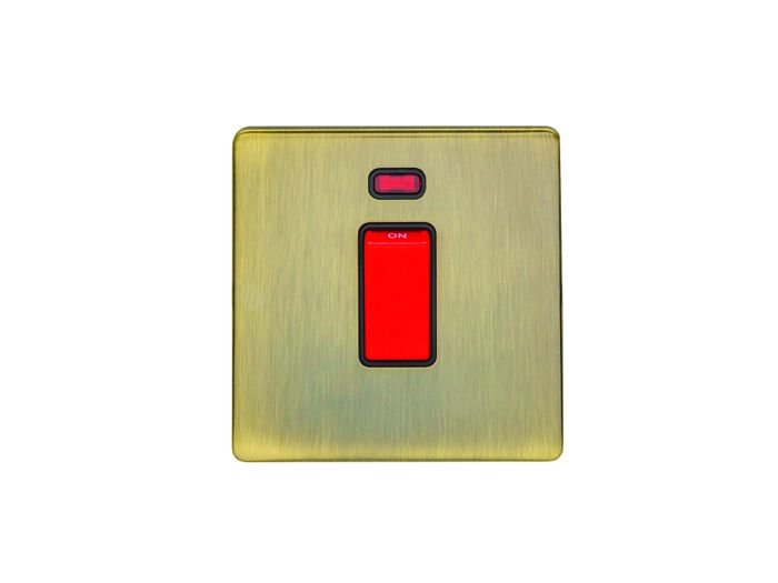 Eurolite Concealed 3mm 45Amp Switch With Neon Indicator - Antique Brass