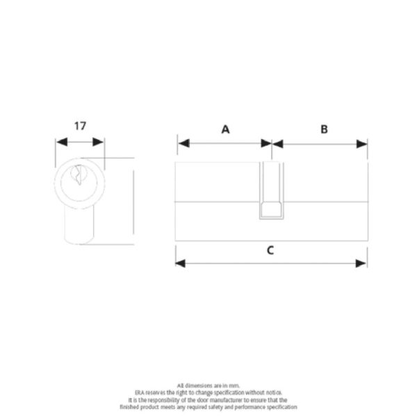 ERA British Standard Kitemarked 6 Pin Euro Profile Double Door Cylinder 40/40 80mm overall Satin Chrome Master Keyed