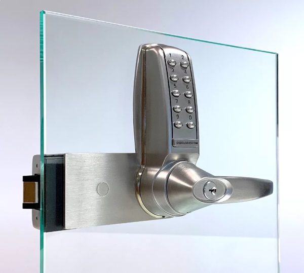 CODELOCKS CL4000 Electronic Digital Lock Glass Door Lock Brushed Steel - Left Hand