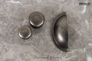 Old English Lincoln Solid Brass Victorian Knob 38mm on Concealed Fix - Distressed Silver OEC1238DS