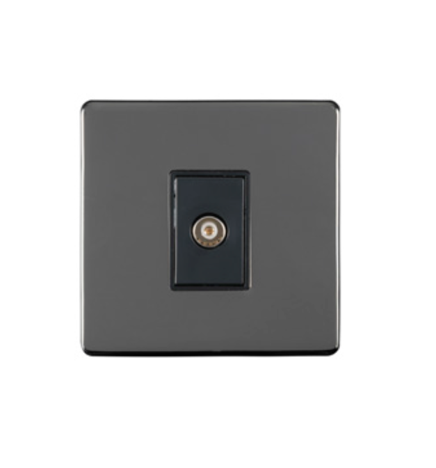 Eurolite Ecbn1Tvb 1 Gang Tv Coaxial Socket Concealed Black Nickel Plate Black Interior